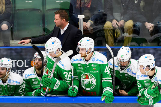 Rögles spelare i båset följer spelet
