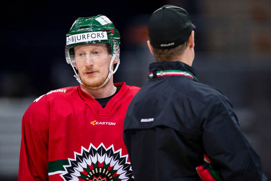 Frölundas Simon Hjalmarsson och tränare Roger Rönnberg