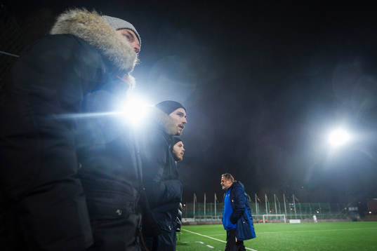 Djurgårdens Kerim Mrabti, Kevin Walker och tränare Özcan