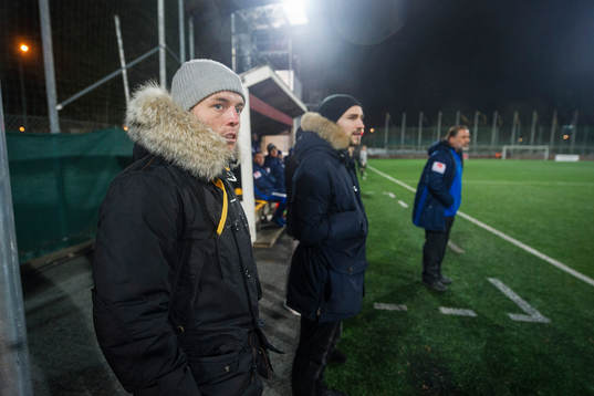 Djurgårdens Kerim Mrabti, Kevin Walker och tränare Özcan