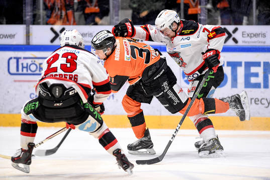 Malmö Redhawks Christoffer Forsberg och Nils Andersson och