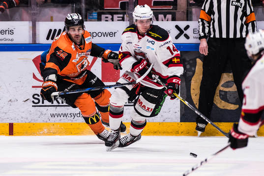 Karlskronas Niklas Arell och Malmö Redhawks Carl-Johan