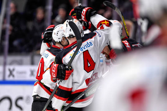 Malmö Redhawks Fredrik Händemark jublar med lagkamrater