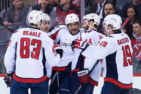 Capitals Jay Beagle, Matt Niskanen, Alexander Ovechkin,
