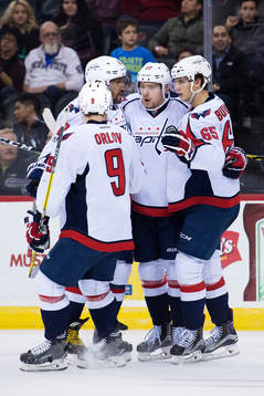 Capitals Dmitry Orlov, Alexander Ovechkin, Evgeny Kuznetsov