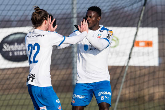 Helsingborg Jesper Lange och Oke Akpoveta jublar
