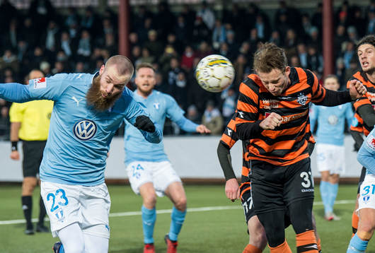Malmö FFs Jo Inge Berget och Helsingørs Mathias Johansen