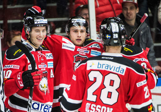 Malmö Redhawks Robin Alvarez, Ilari Filppula, Jens Olsson