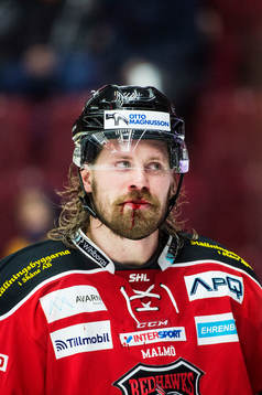 Malmö Redhawks Stefan Warg blöder