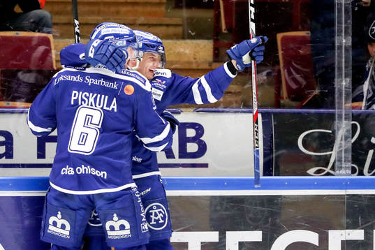 Leksands Martin Karlsson och Joe Piskula jublar