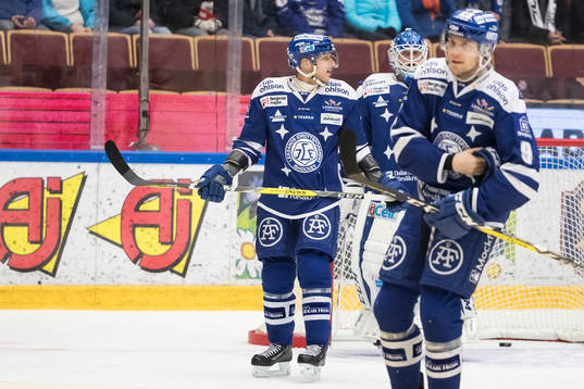 Leksands Lukas Ericsson och Ben Youds och målvakt Atte