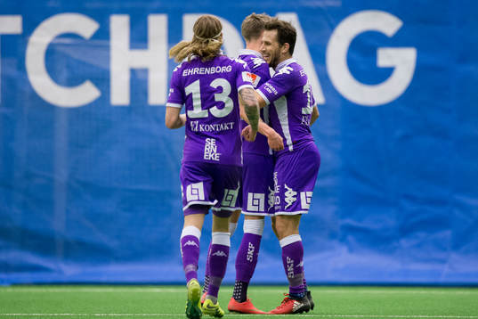 IFK Göteborgs Tobias Hysén jublar  ihop med Sören Rieks