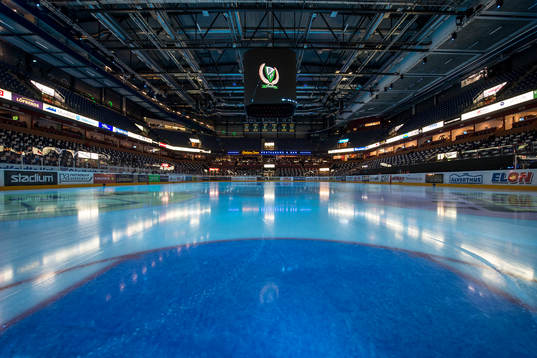 En bild från isen innan ishockeymatchen i SHL mellan