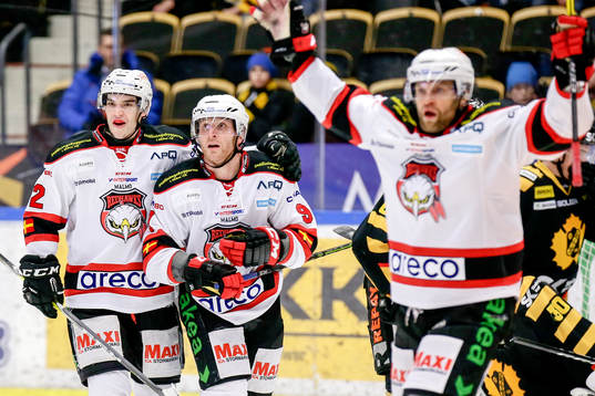 Malmö Redhawks Frederik Storm jublar med lagkamrater