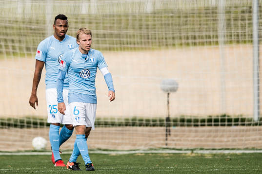 Malmö FFs Felipe Carvalho och Oscar Lewicki deppar