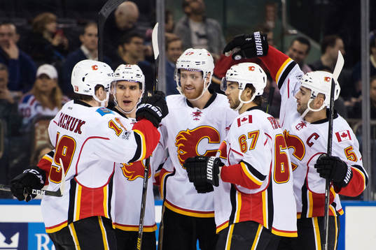 Calgarys Matthew Tkachuk, Mikael Backlund, Dougie Hamilton,