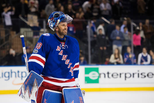 Rangers målvakt Henrik Lundqvist ler