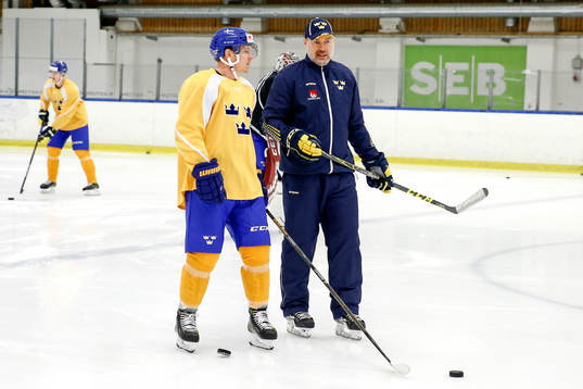 Sveriges Patrik Zackrisson och förbundskapten Rikard