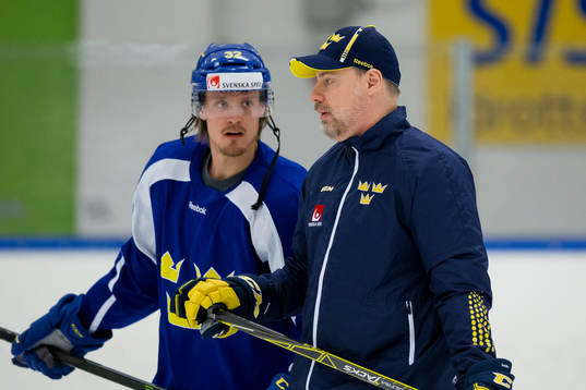 Sveriges förbundskapten Rikard Grönborg och Magnus Nygren