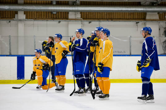 Spelare samlade vid genomgång av övning