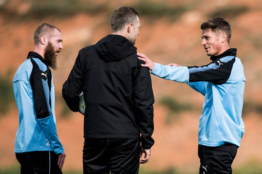 Jo Inge Berget, tränare Magnus Pehrsson och Markus