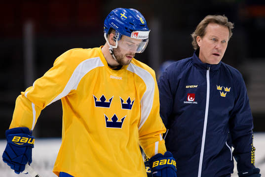 Sveriges Oscar Fantenberg och assisterande tränare Johan