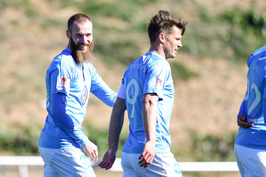 Malmö FFs Jo Inge Berget och Markus Rosenberg  jublar