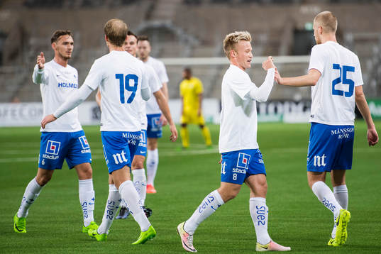 Norrköpings Nicklas Bärkroth och Filip Dagerstål jublar