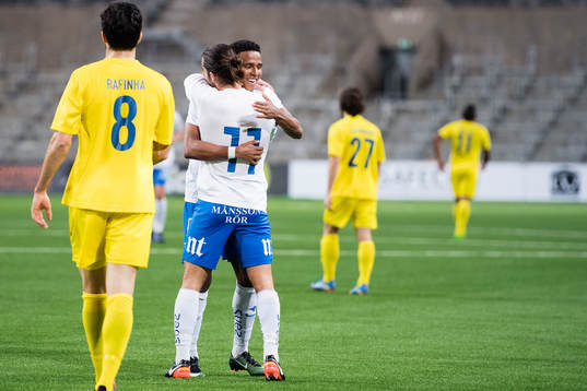 Norrköpings Niclas Eliasson och Christopher Telo jublar