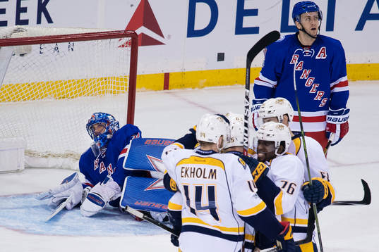 Rangers målvakt Henrik Lundqvist deppar