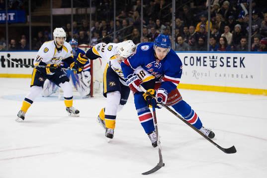 Predators Viktor Arvidsson utmanar Rangers Brady Skjei