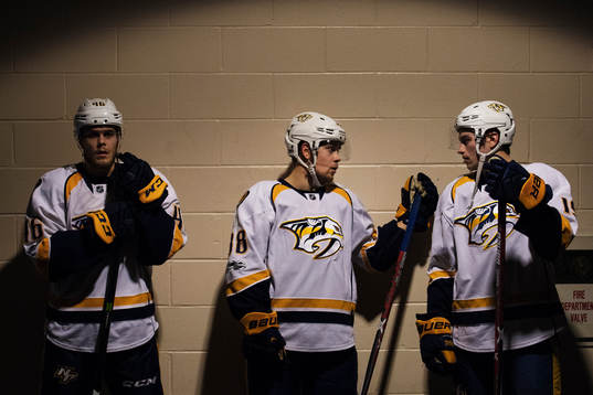 Predators Pontus Åberg, Viktor Arvidsson och Calle