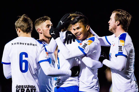 Helsingborgs spelare jublar