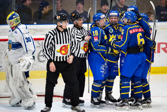 Sveriges Fabian Zetterlund jublar i mitten