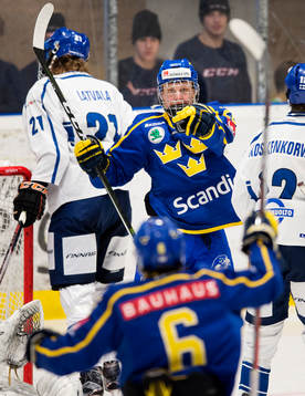 Sveriges Fabian Zetterlund jublar med Tomothy Liljegren