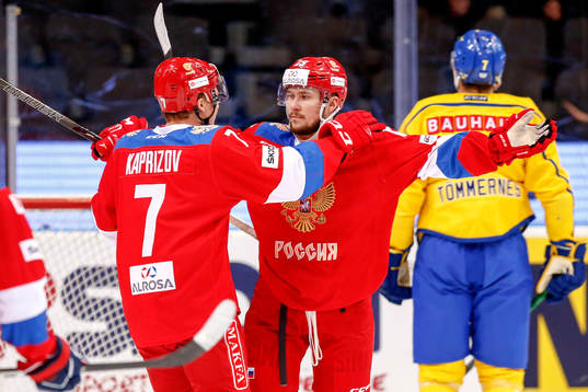 Rysslands Kirill Kaprizov jublar ihop med Anatoly Golyshev