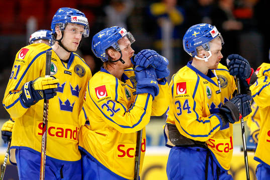 Sveriges Johan Ryno, Magnus Nygren och Daniel Brodin deppar