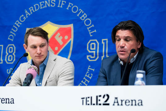 Djurgårdens Kim Källström och sportchef Bo Andersson på