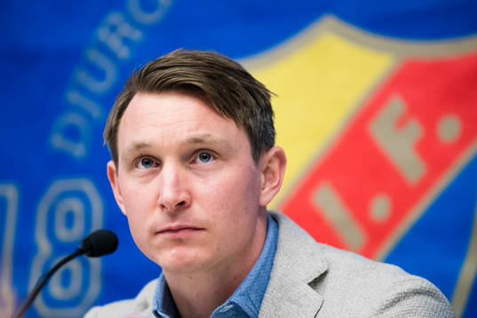 Djurgårdens Kim Källström på en presskonferens
