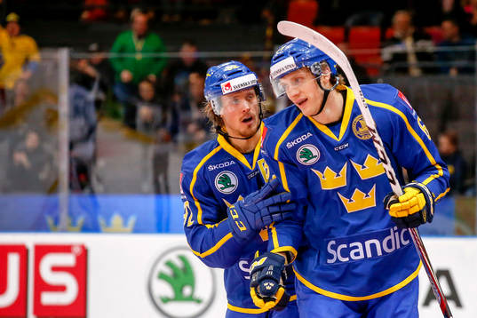 Sveriges Magnus Nygren och Johan Ryno jublar