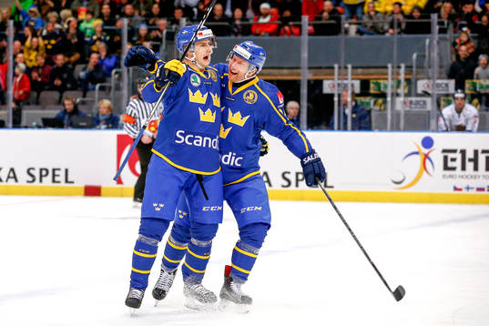 Sveriges Philip Holm och Richard Gynge jublar