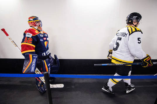 Djurgårdens målvakt Mikael Tellqvist och Brynäs Lukas