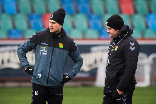 GAIS Luka Mijaljevic och tränare Benjamin Westman