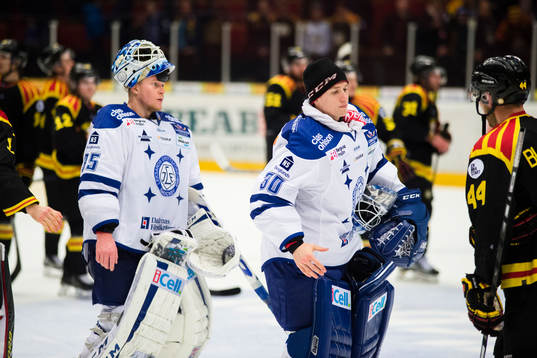 Leksands målvakt Atte Engren och målvakt Henrik Haukeland