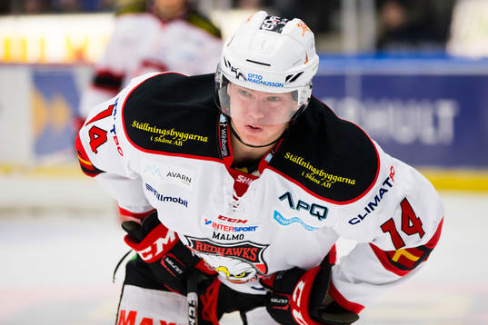 Malmö Redhawks Carl-Johan Lerby grimaserar