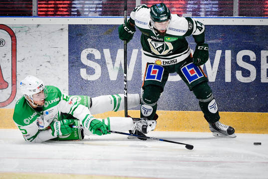 Rögles Alen Bibic och Färjestads Milan Gulas
