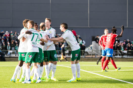 Hammarbys Mats Solheim, Birkir Már Saevarsson och Johan