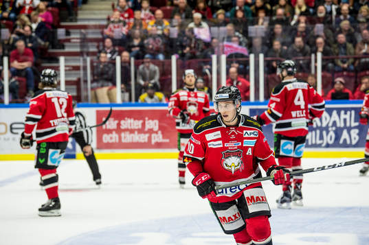 Malmö Redhawks Robin Alvarez deppar med lagkamraterna