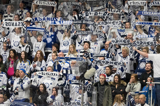 Leksands fansen supporters i ishockeymatchen i SHL mellan