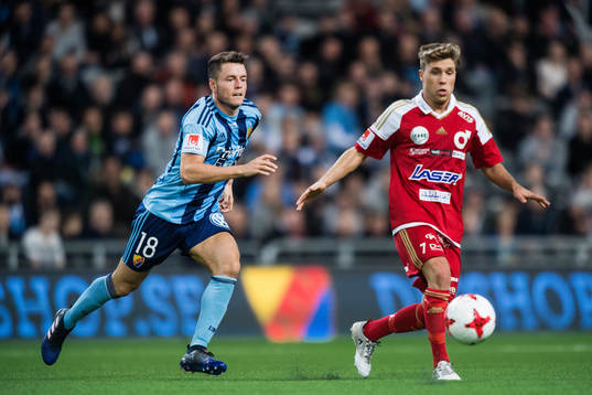 Djurgårdens Kerim Mrabti och Degerfors Nikola Ladan